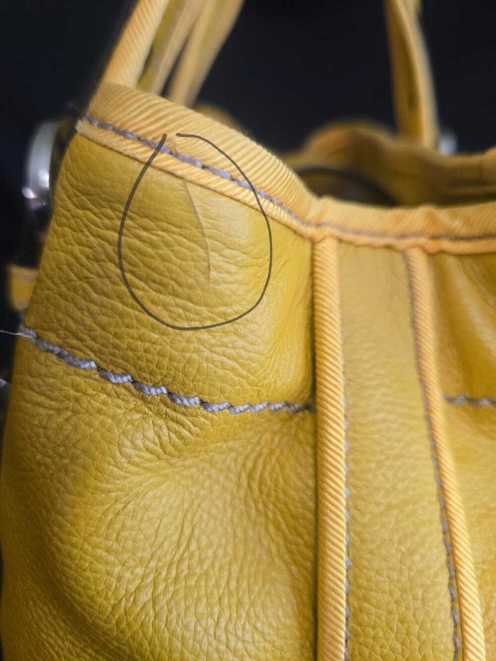 Anne Klein Genuine Leather Yellow Satchel Top Handle Handbag Silver Hardware - Picture 7 of 8